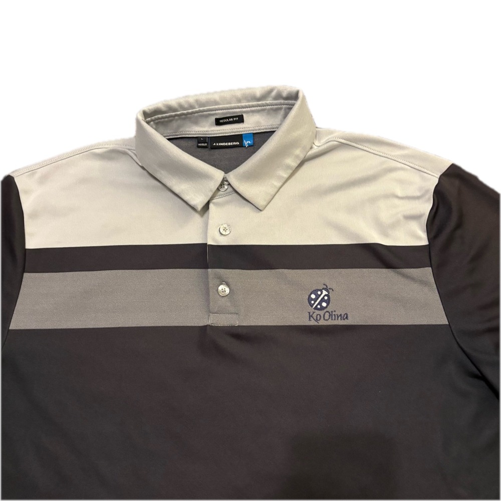 J.Lindeberg Kade Golf Polo Shirt Mens Large Gray Black Ko Olina Regular Fit - Picture 2 of 8
